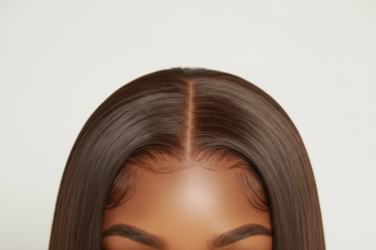 Perruque Cheveux Naturels Marron Chocolat – Lace Frontale 13x4, Baby Hair, Lisse