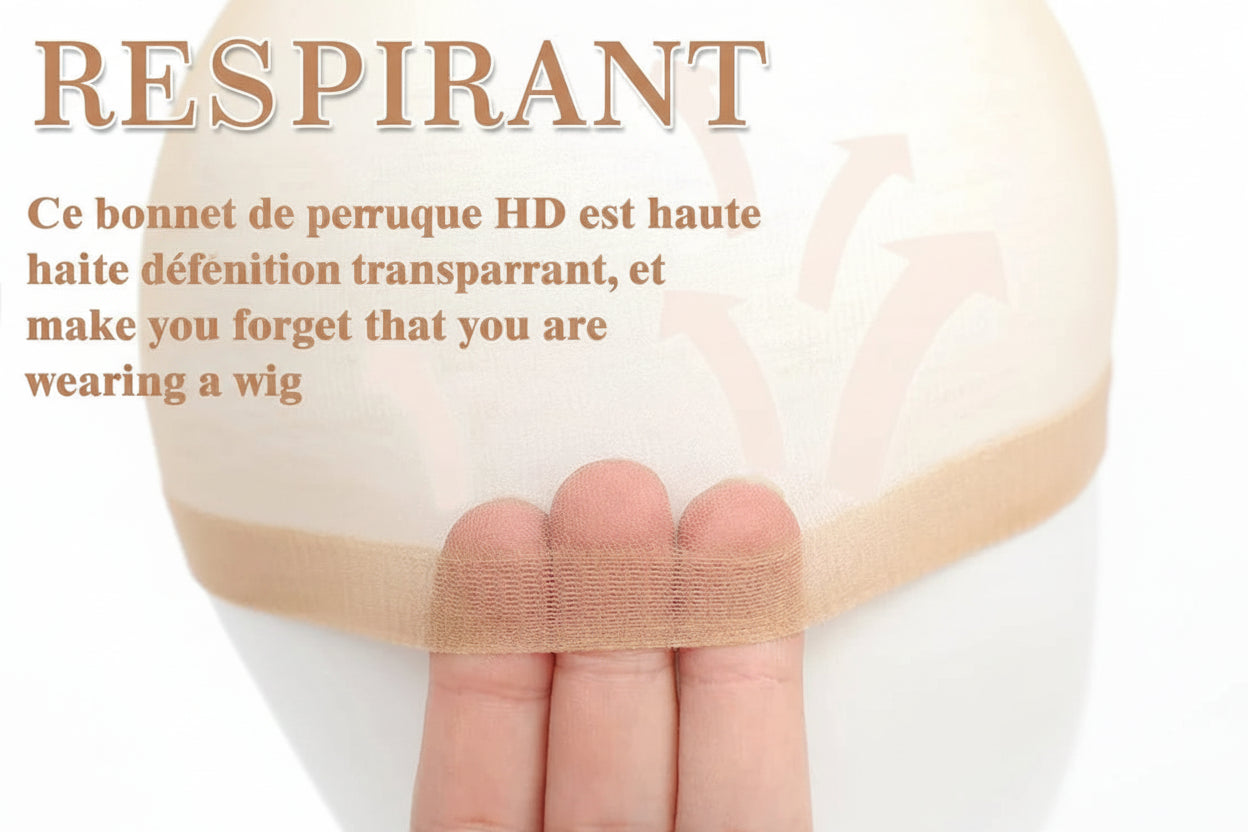 Bonnet Perruque HD Transparent – Filet en Nylon Extensible Lace Front, Marron Clair