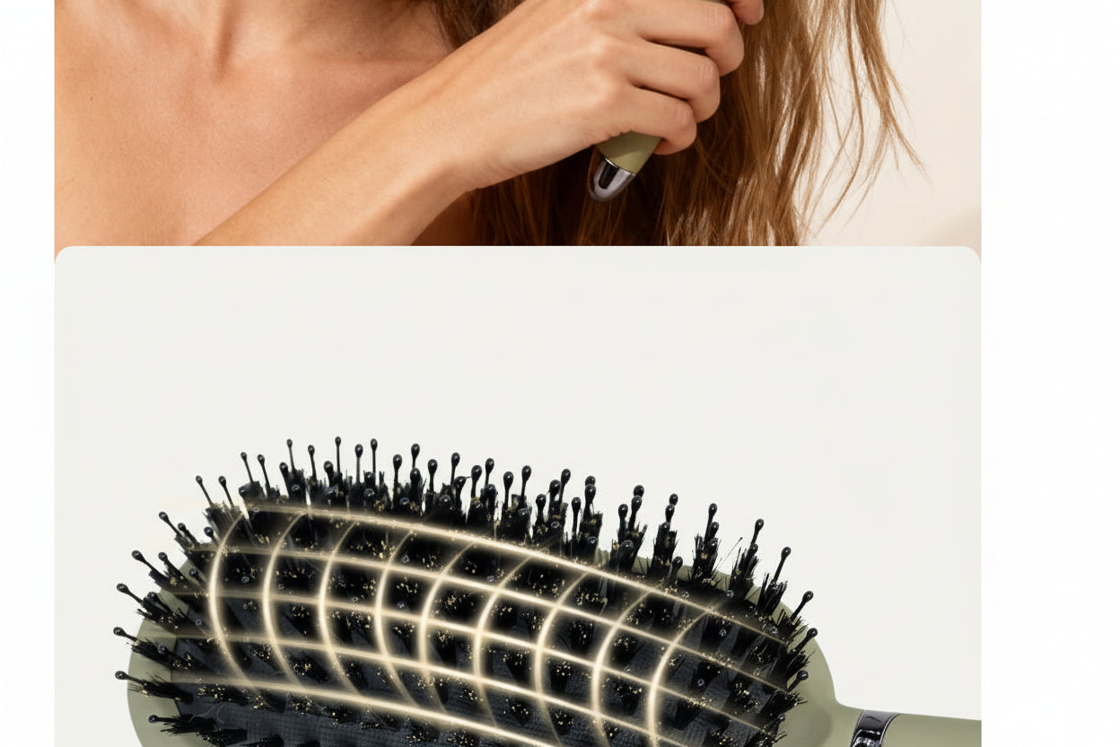 Brosse à cheveux Démêlante à Poils de Sanglier – Brosse Aérée Anti-Statique et Massage Cuir Chevelu pour Tous Types de Cheveux