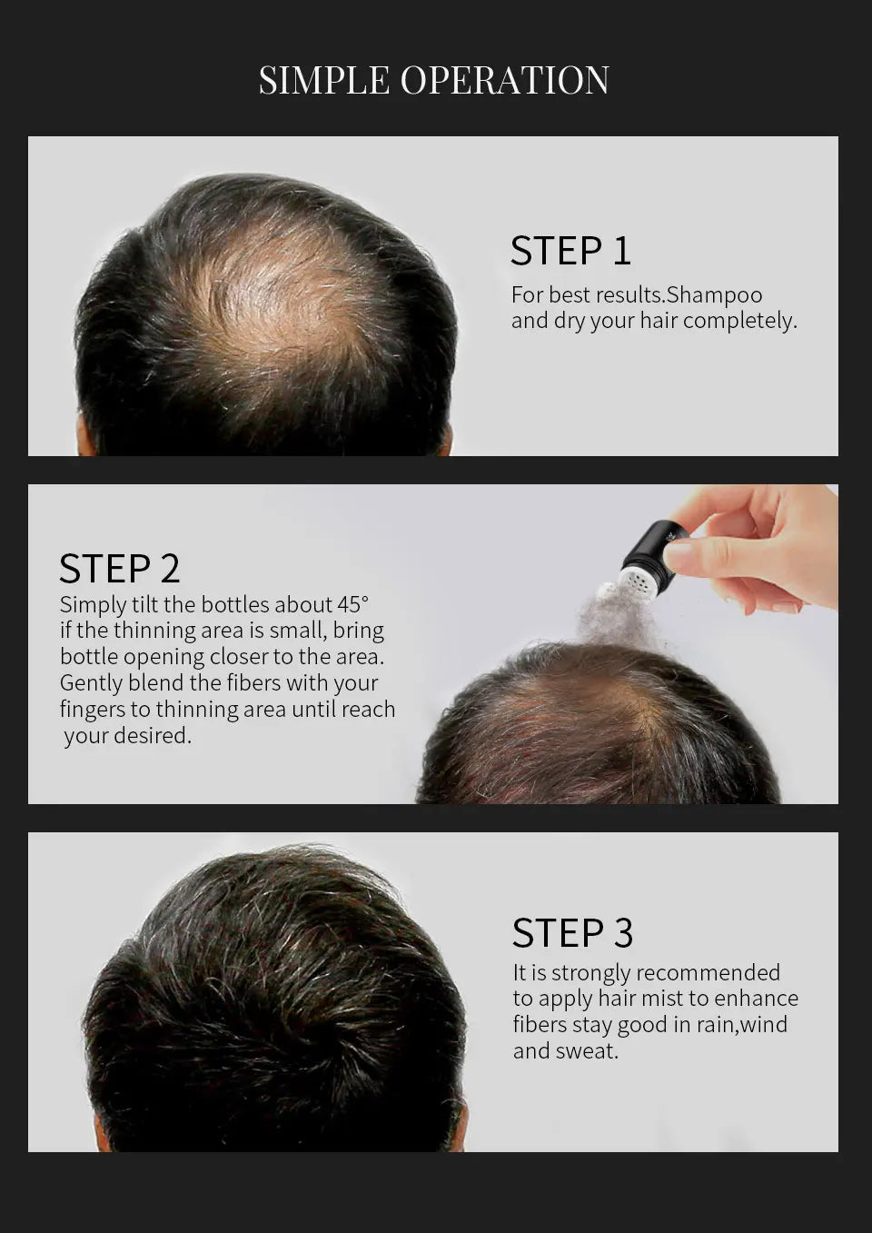 Fibres Capillaires à la Kératine SEVICH – Kit Densifiant pour Cheveux Clairsemés avec Applicateur