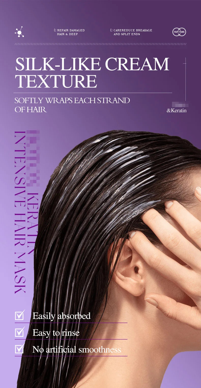 Masque Capillaire à la Kératine – Réparation Express 5 Secondes, Cheveux Doux et Brillants
