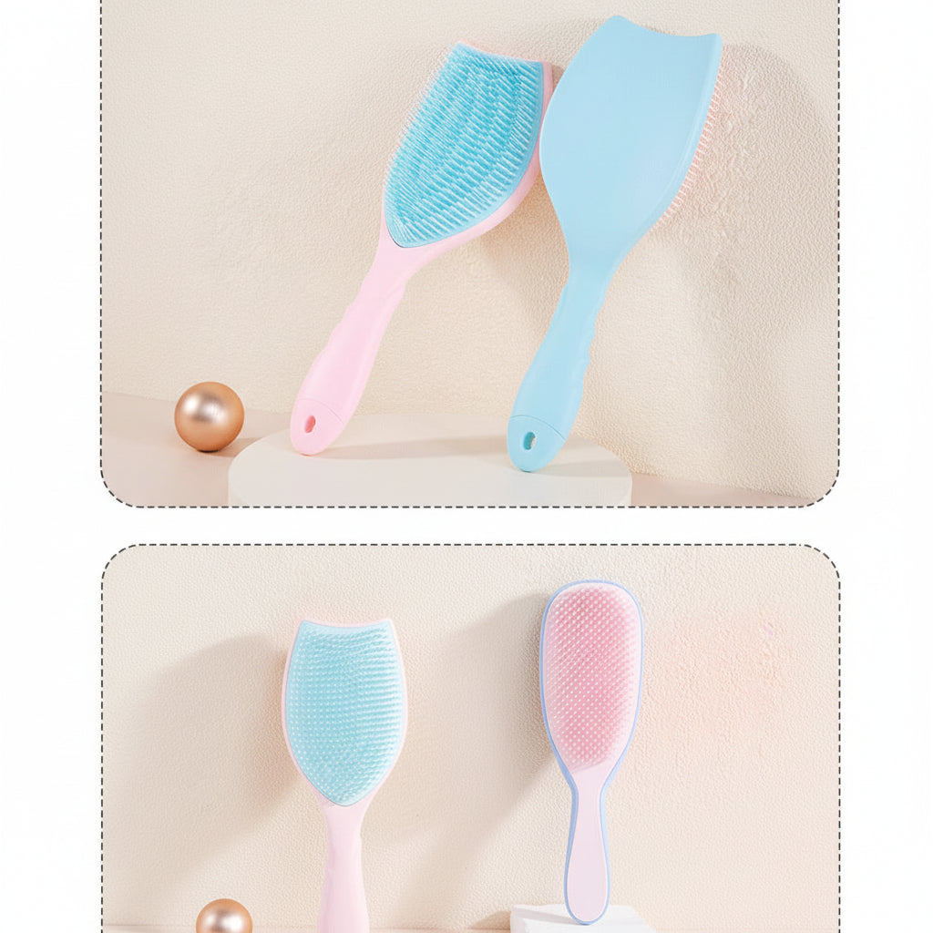 Brosse à cheveux Démêlante Bicolore – Brosse Anti-Statique et Massage Cuir Chevelu pour Coiffage Facile