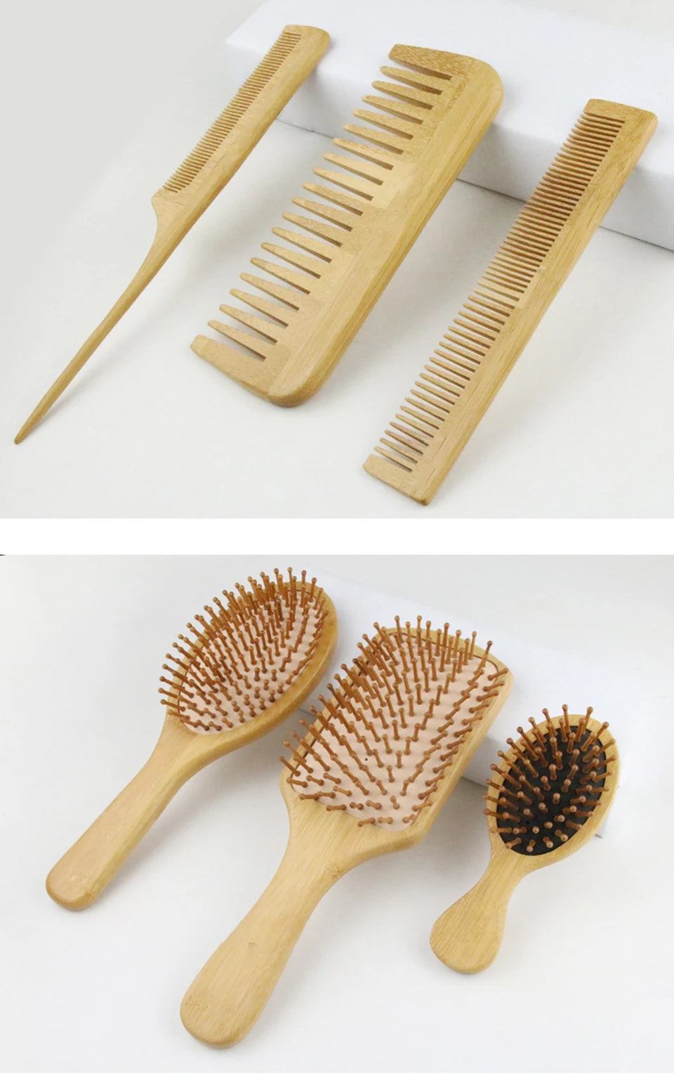 Brosse à cheveux en Bambou Massante – Brosse Démêlante Anti-Statique et Stimulateur de Pousse pour Cheveux et Barbe