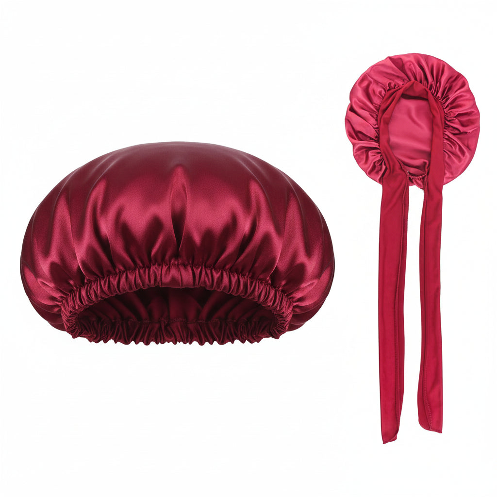 Bonnet de Nuit en Satin pour Femme – Bonnet Soie Stretch à Large Bande, Protection Cheveux