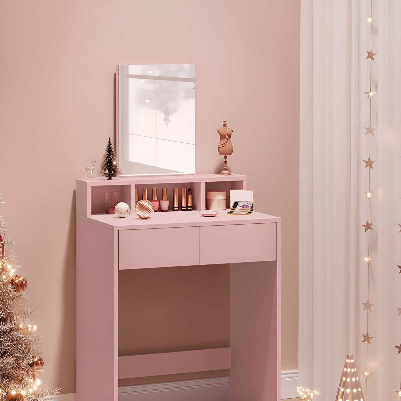 Coiffeuse femme avec Miroir LED et Rangement | Table de Maquillage Moderne + Grand Miroir – AUREA