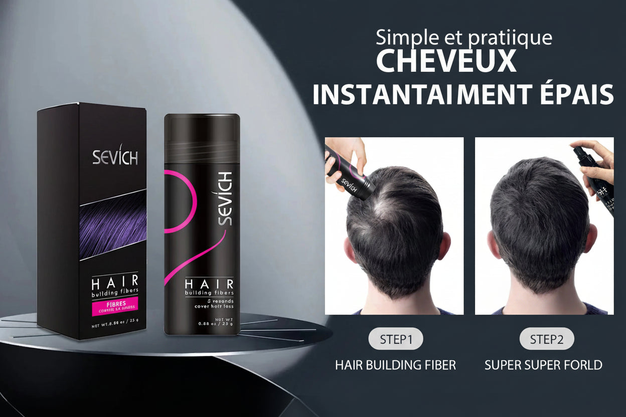 Fibres Capillaires à la Kératine SEVICH – Kit Densifiant pour Cheveux Clairsemés avec Applicateur