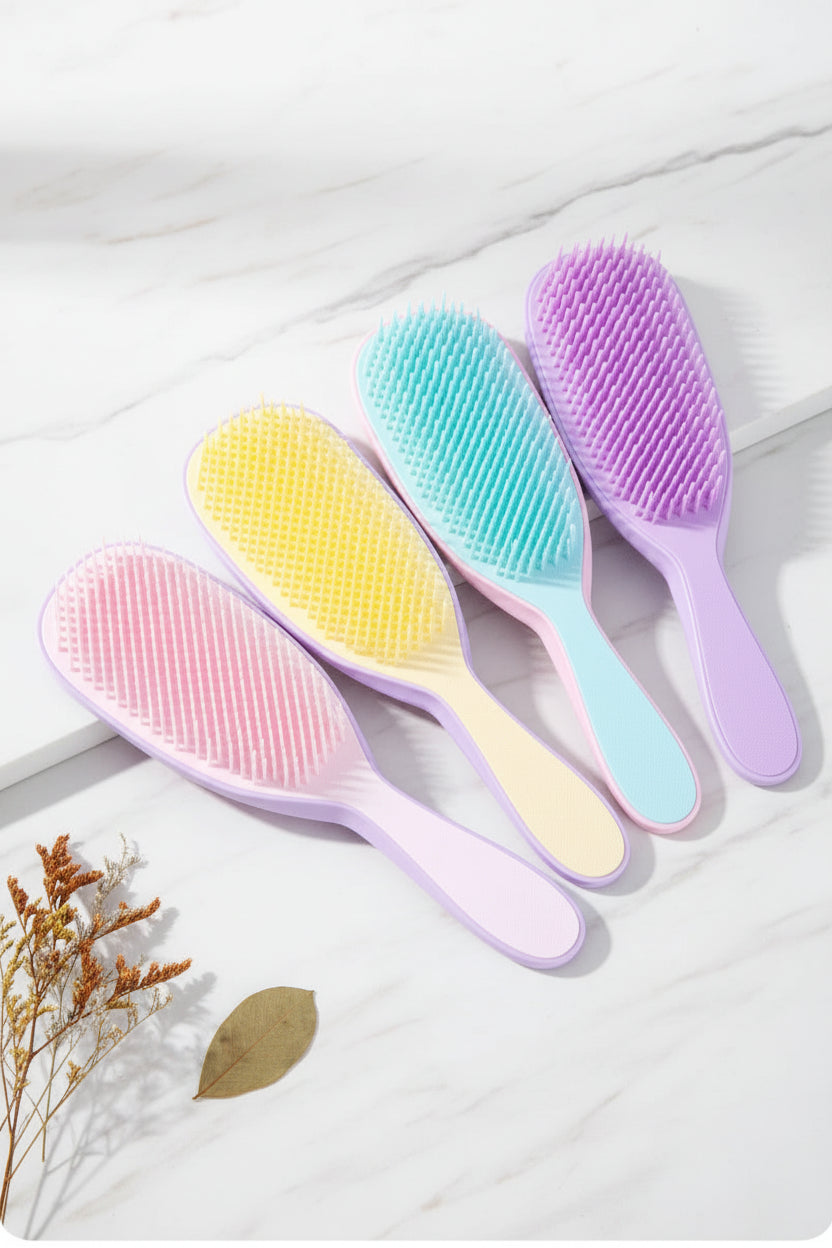 Brosse à cheveux Démêlante Bicolore – Brosse Anti-Statique et Massage Cuir Chevelu pour Coiffage Facile