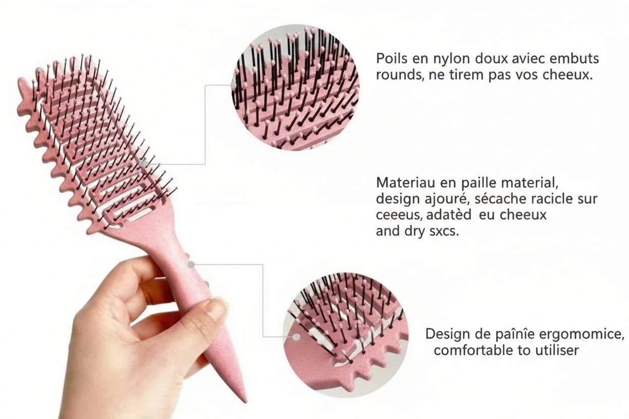 Brosse Définition Boucles Aérée – Brosse Démêlante pour Cheveux Bouclés et Mouillés