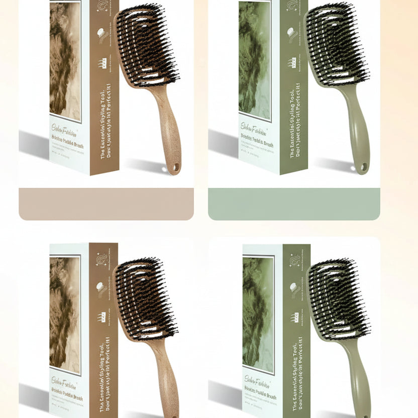 Brosse à cheveux Démêlante à Poils de Sanglier – Brosse Aérée Anti-Statique et Massage Cuir Chevelu pour Tous Types de Cheveux