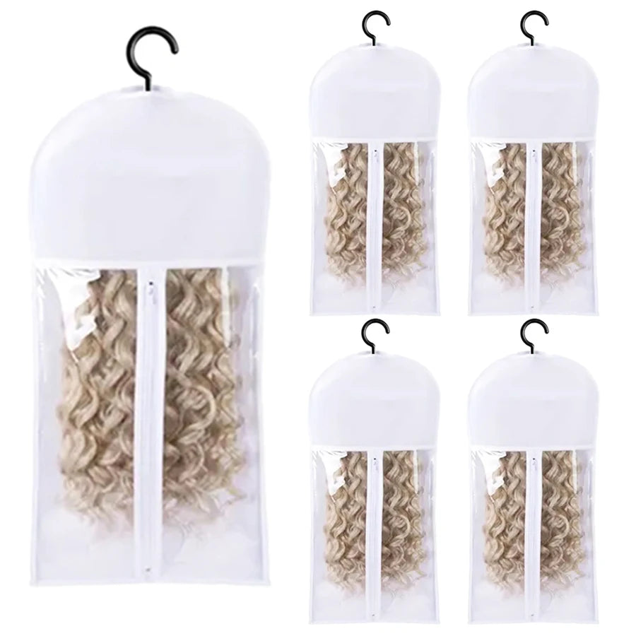 Housse de Rangement pour Perruque avec Cintre – Sacs Transparents Anti-Poussière