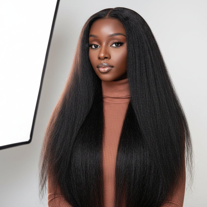 Tissage Kinky Straight 12A en Cheveux 100 % Naturels – Bundles Yaki Lisses 51, 56 & 61 cm