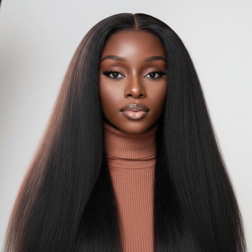 Tissage Kinky Straight 12A en Cheveux 100 % Naturels – Bundles Yaki Lisses 51, 56 & 61 cm