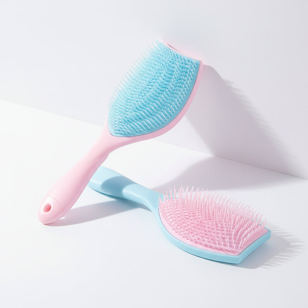 Brosse à cheveux Démêlante Bicolore – Brosse Anti-Statique et Massage Cuir Chevelu pour Coiffage Facile