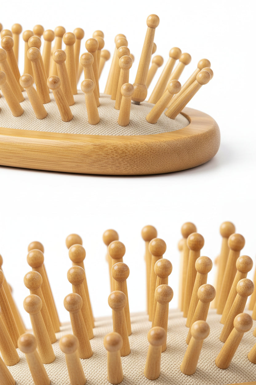 Brosse à cheveux en Bambou Massante – Brosse Démêlante Anti-Statique et Stimulateur de Pousse pour Cheveux et Barbe