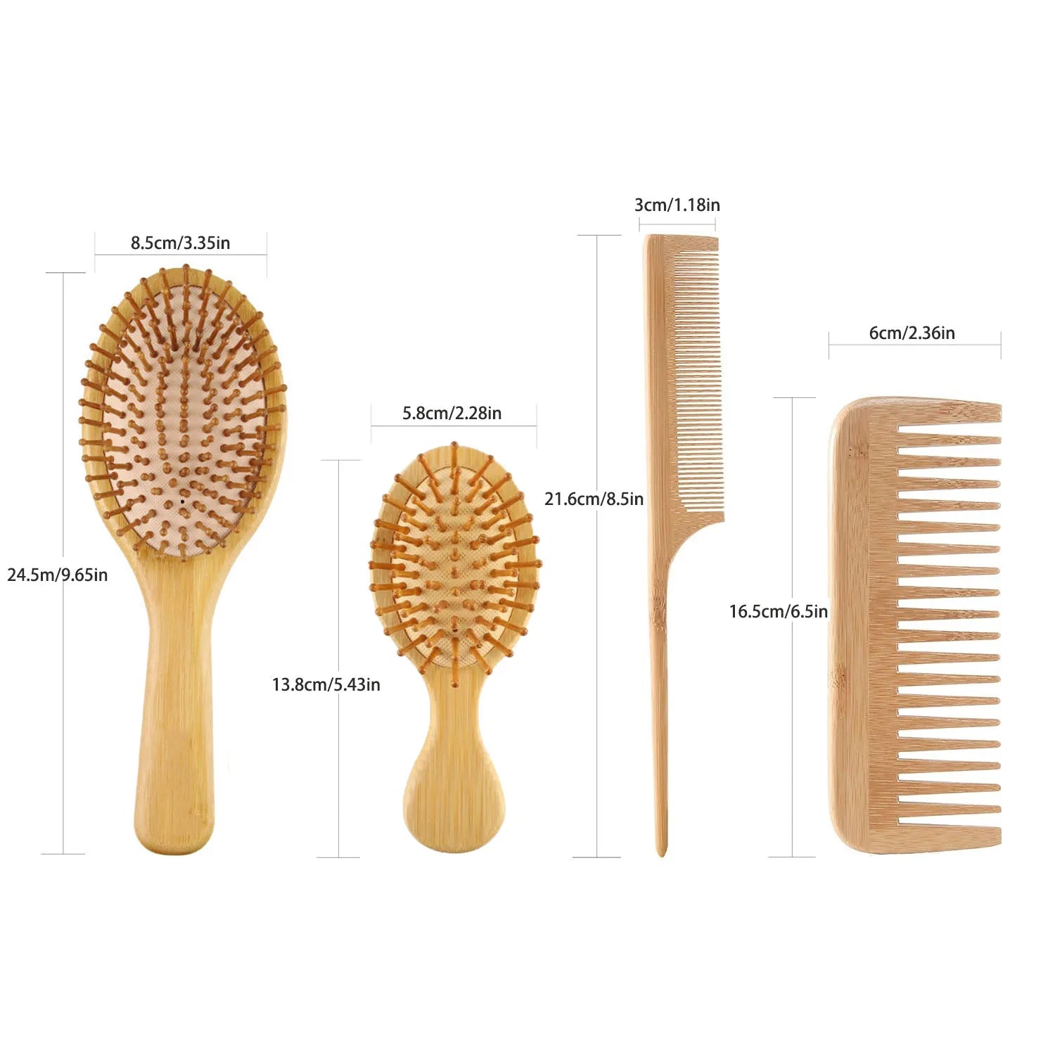 Brosse à cheveux & Peigne en Bambou Démêlants – Set Naturel Anti-Casse pour Tous Types de Cheveux