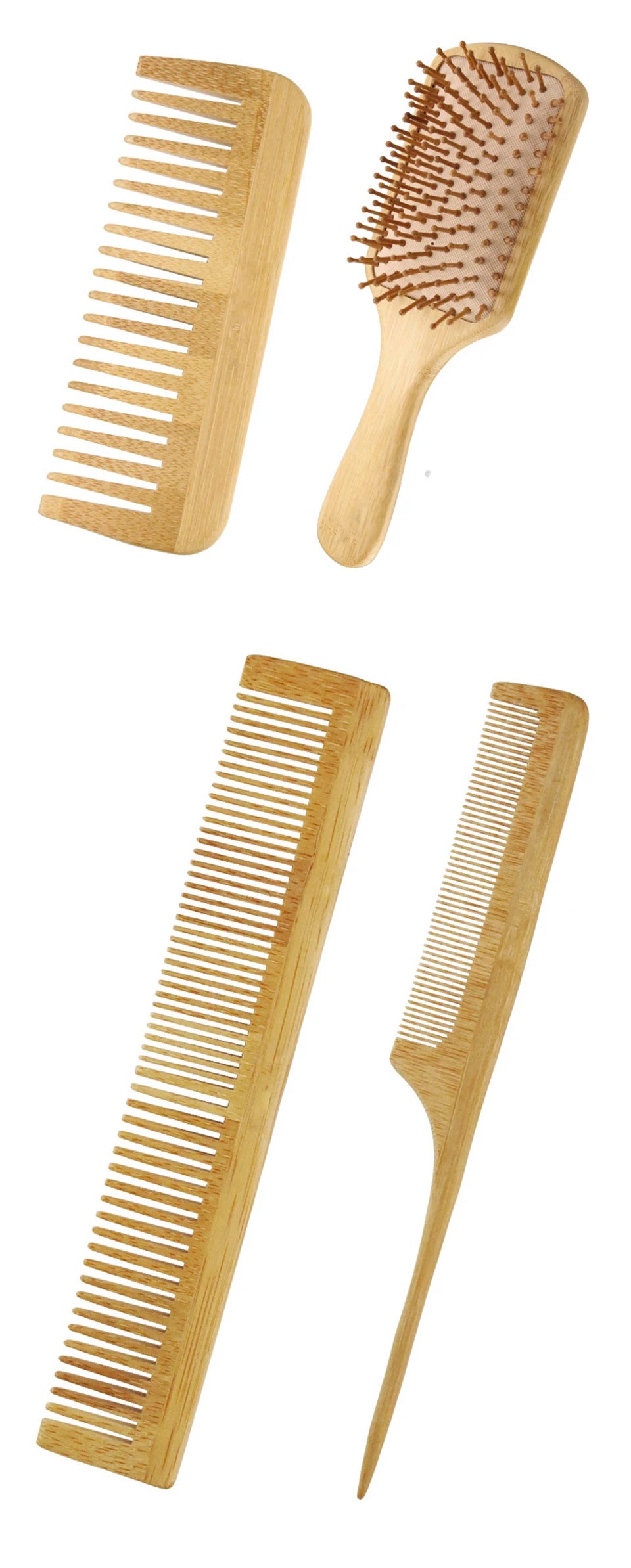 Brosse à cheveux en Bambou Massante – Brosse Démêlante Anti-Statique et Stimulateur de Pousse pour Cheveux et Barbe