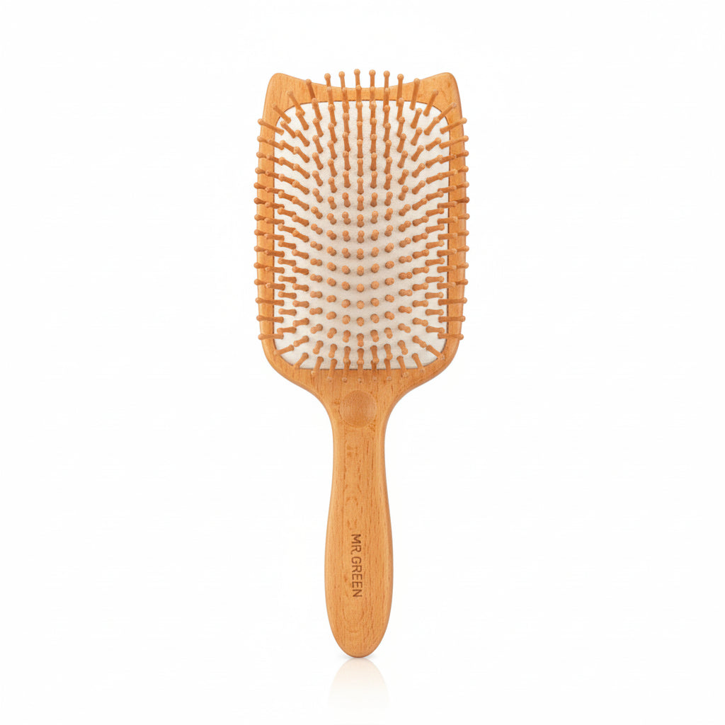 Brosse à Cheveux Large en Hêtre Naturel Massage &amp; Démêlage AUREA