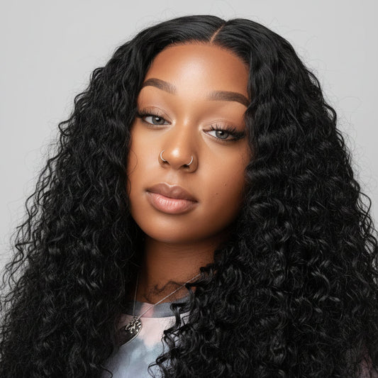 Perruque Sans Colle en Cheveux Humains Bouclés