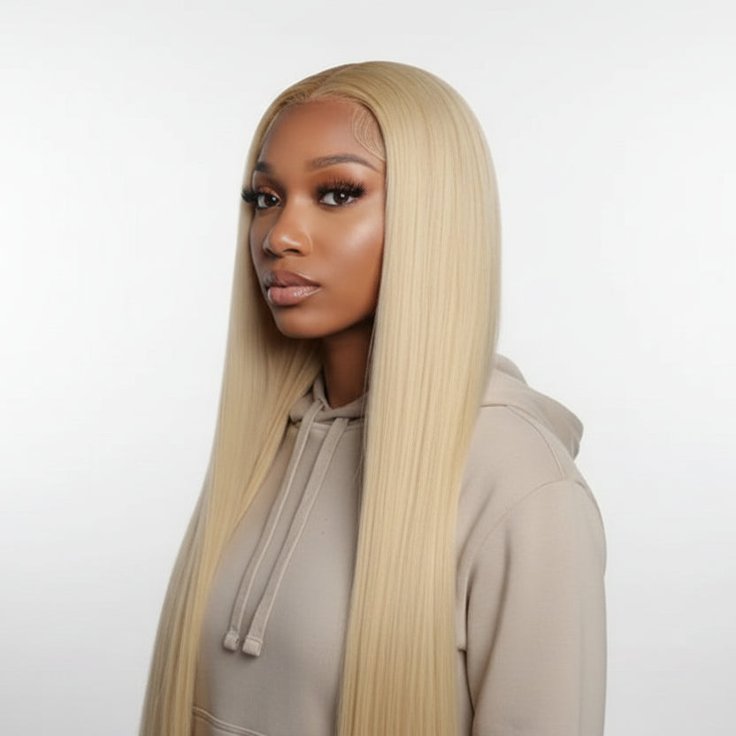 Perruque Lace Front 13x4 / 13x6 HD Blonde 613 – Cheveux Naturels Lisses, 40 & 46 Pouces