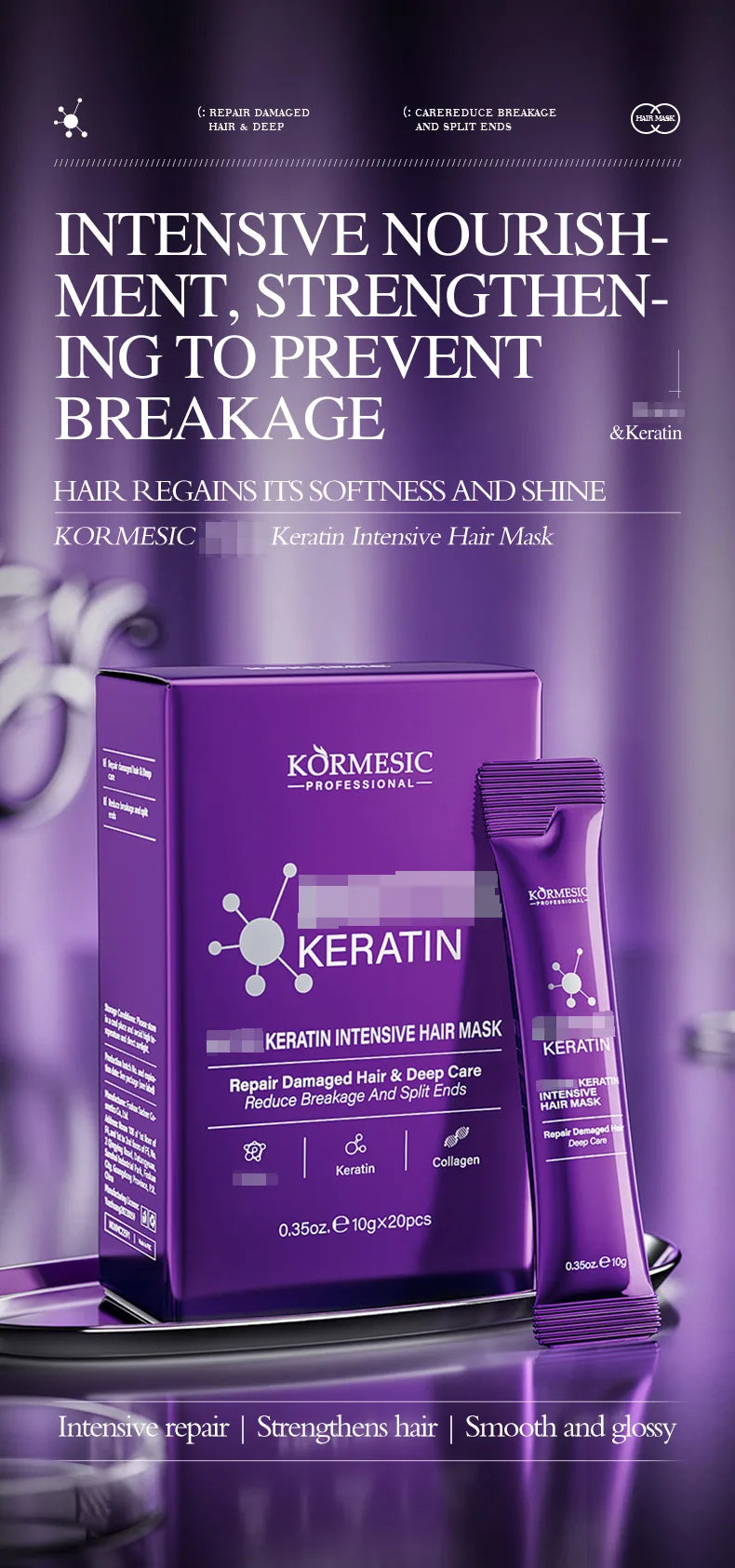Masque Capillaire à la Kératine – Réparation Express 5 Secondes, Cheveux Doux et Brillants