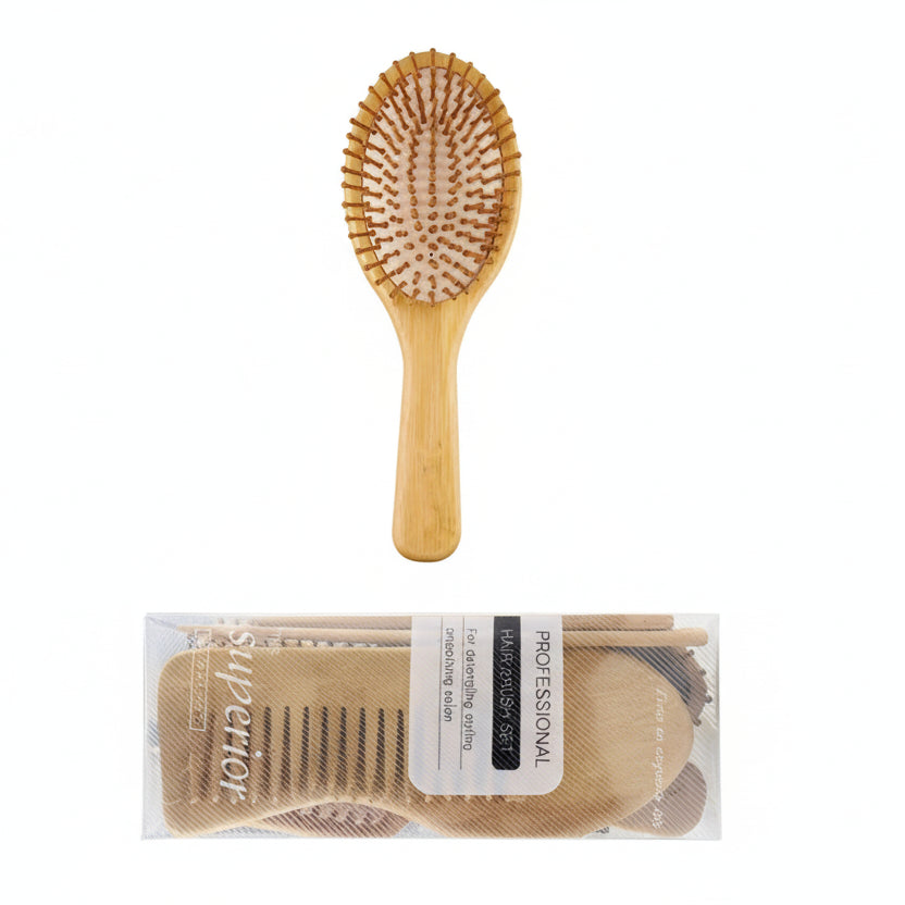 Brosse à cheveux en Bambou Massante – Brosse Démêlante Anti-Statique et Stimulateur de Pousse pour Cheveux et Barbe