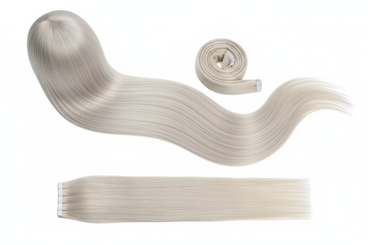 Extensions Tape In Ugeat en Cheveux Naturels Brésiliens Remy – Lisses, Balayage, 20P / 40P