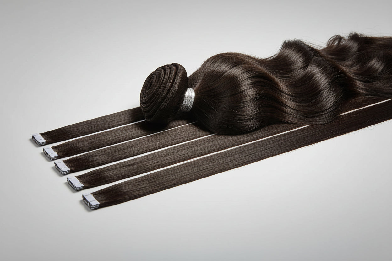 Extensions Tape In Ugeat en Cheveux Naturels Brésiliens Remy – Lisses, Balayage, 20P / 40P