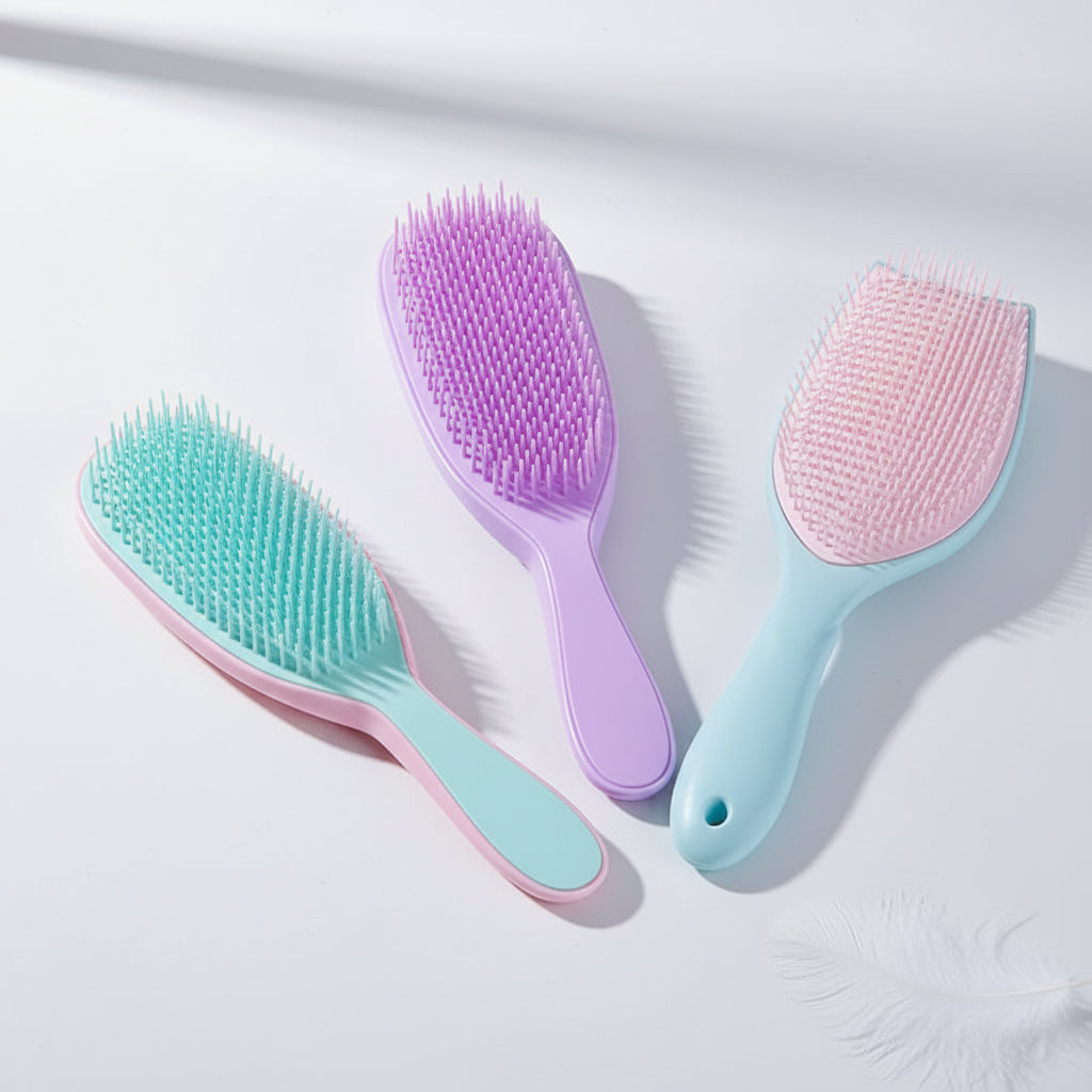 Brosse à cheveux Démêlante Bicolore – Brosse Anti-Statique et Massage Cuir Chevelu pour Coiffage Facile