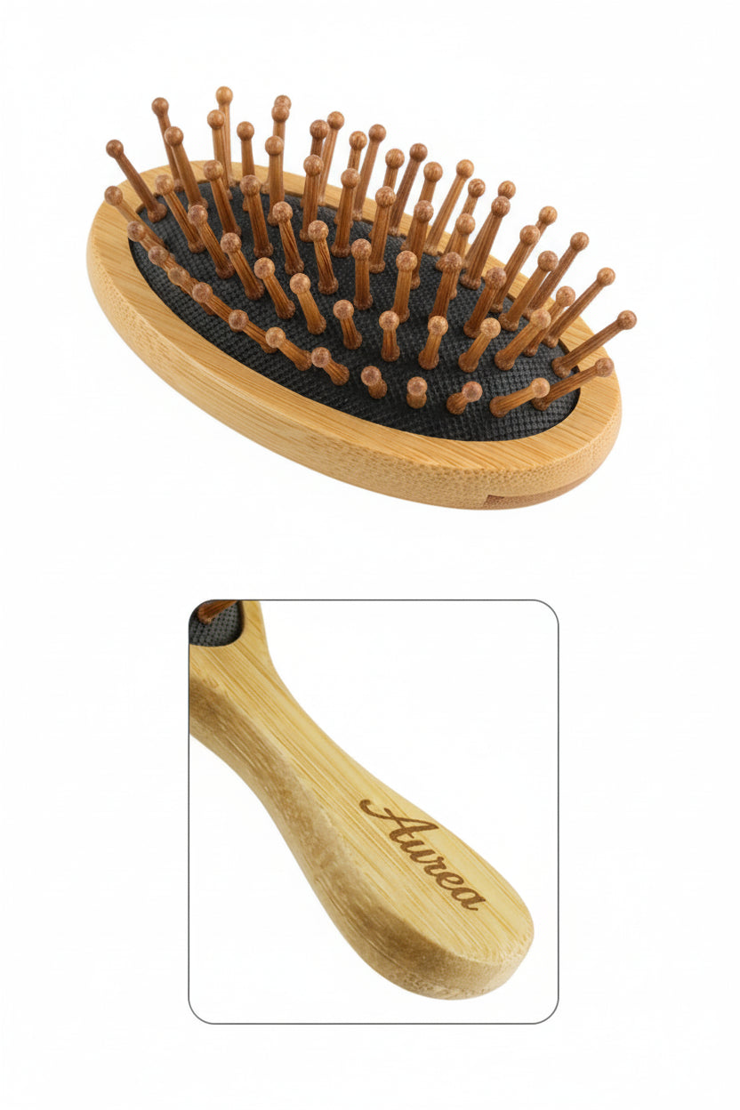 Brosse à cheveux en Bambou Massante – Brosse Démêlante Anti-Statique et Stimulateur de Pousse pour Cheveux et Barbe
