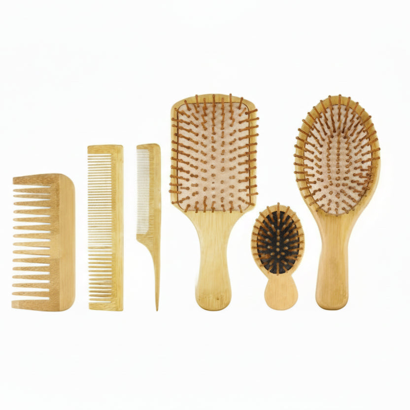 Brosse à cheveux en Bambou Massante – Brosse Démêlante Anti-Statique et Stimulateur de Pousse pour Cheveux et Barbe