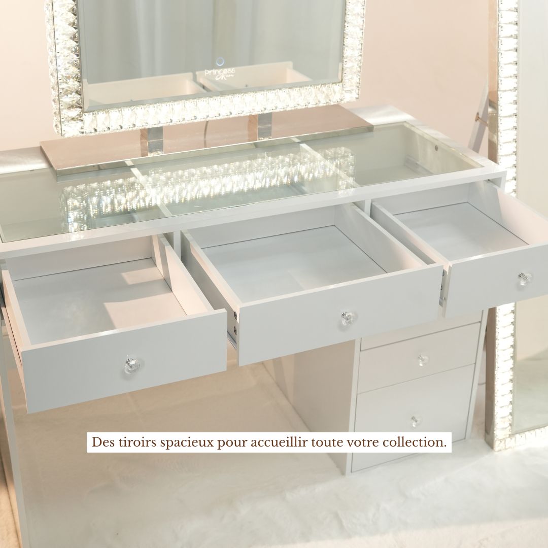 Coiffeuse avec Miroir Adapté | Format Compact et Rangements