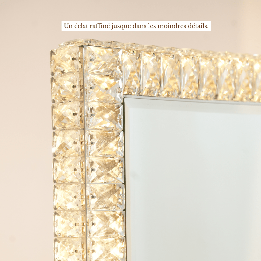 Miroir Adapté Pleine Longueur | Cadre Cristal et Pose au Sol