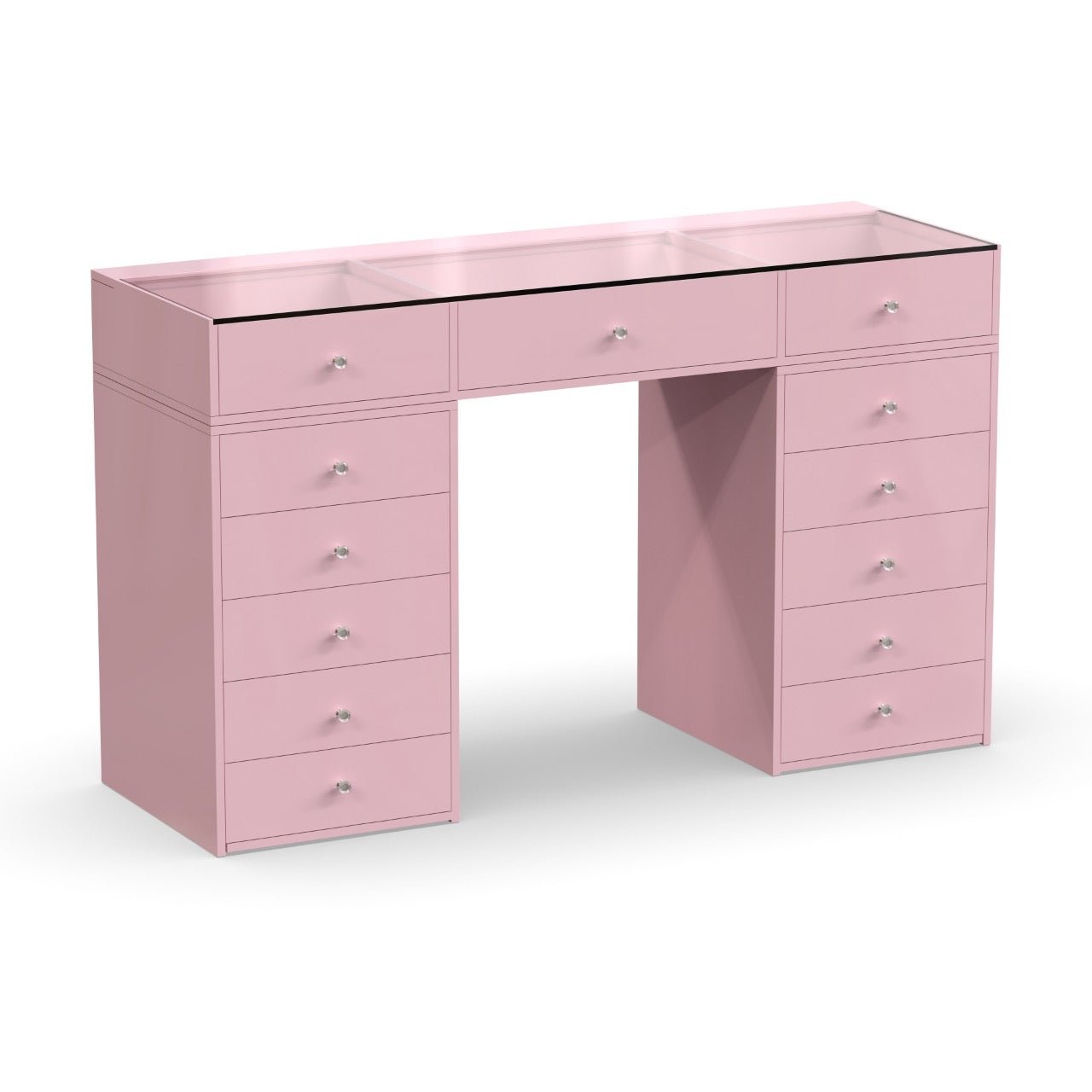 Coiffeuse avec Miroir Adapté | Plateau Rose et Rangements