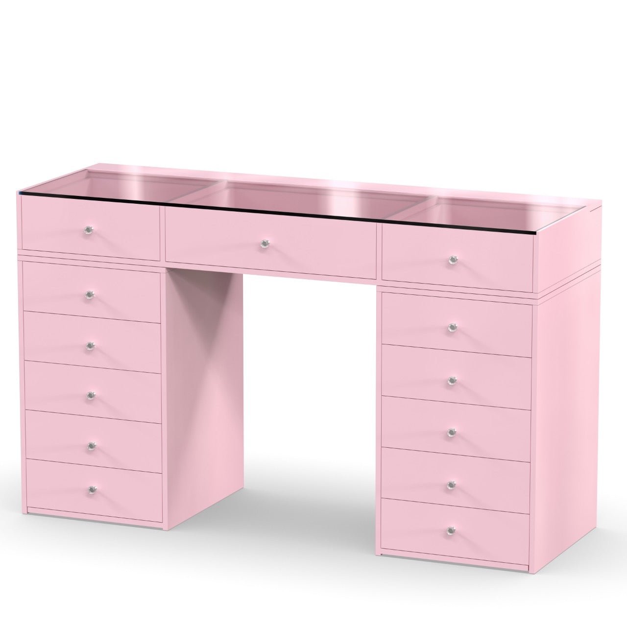 Coiffeuse avec Miroir Adapté | Plateau Rose et Rangements