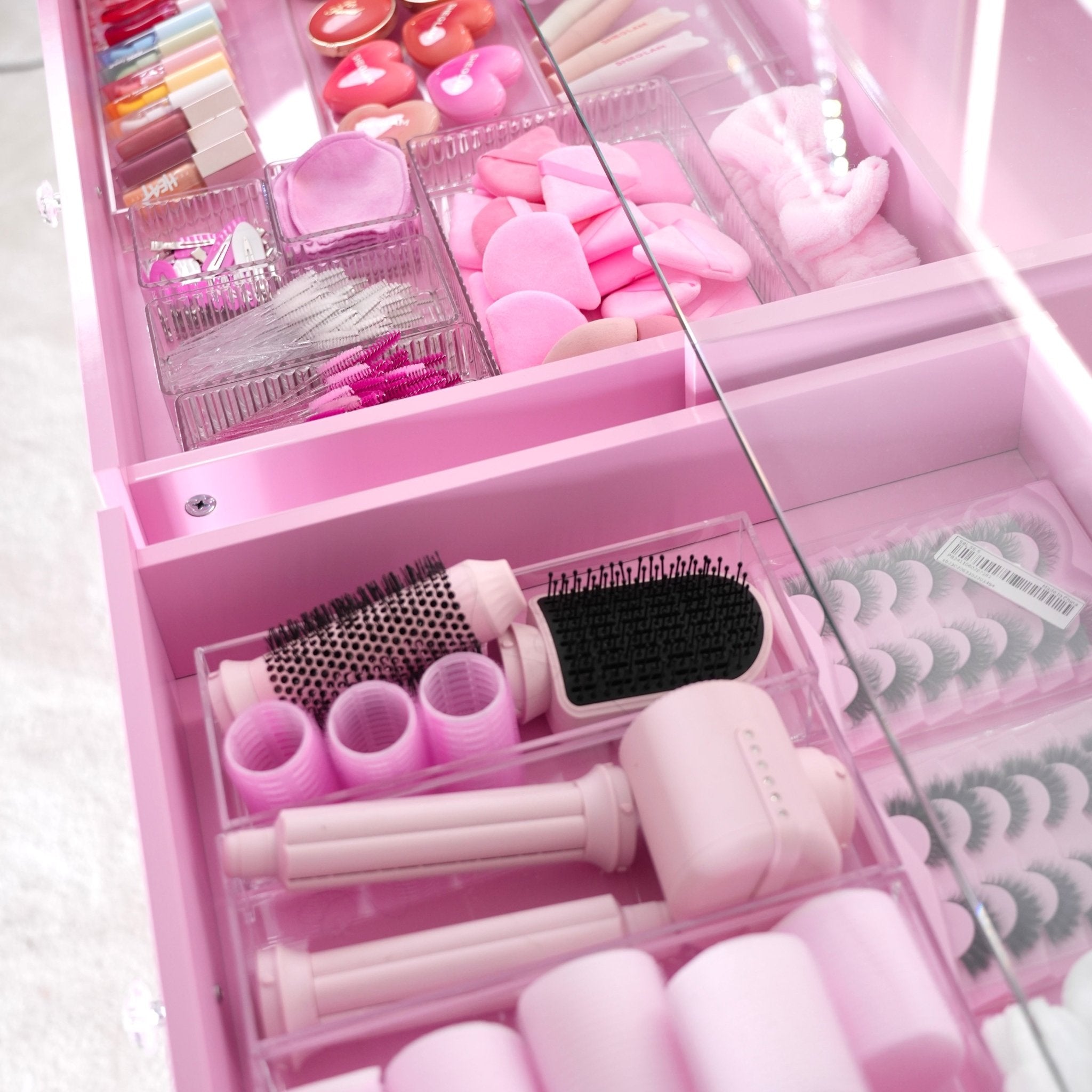 Coiffeuse avec Miroir Adapté | Plateau Rose et Rangements