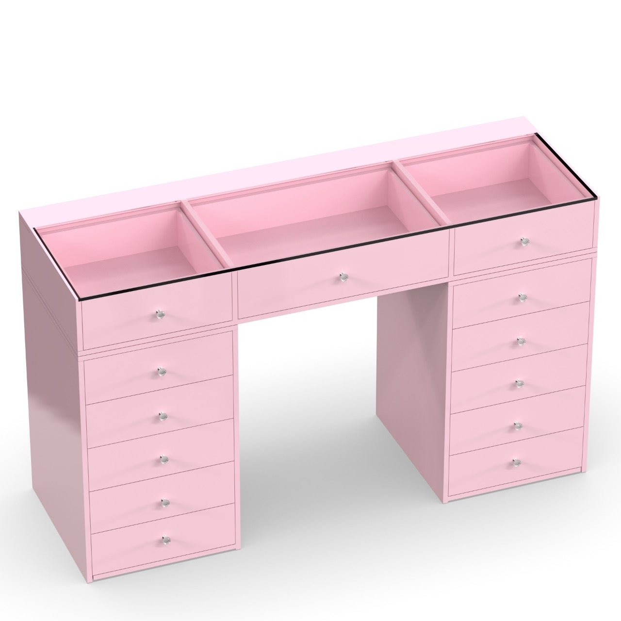 Coiffeuse avec Miroir Adapté | Plateau Rose et Rangements