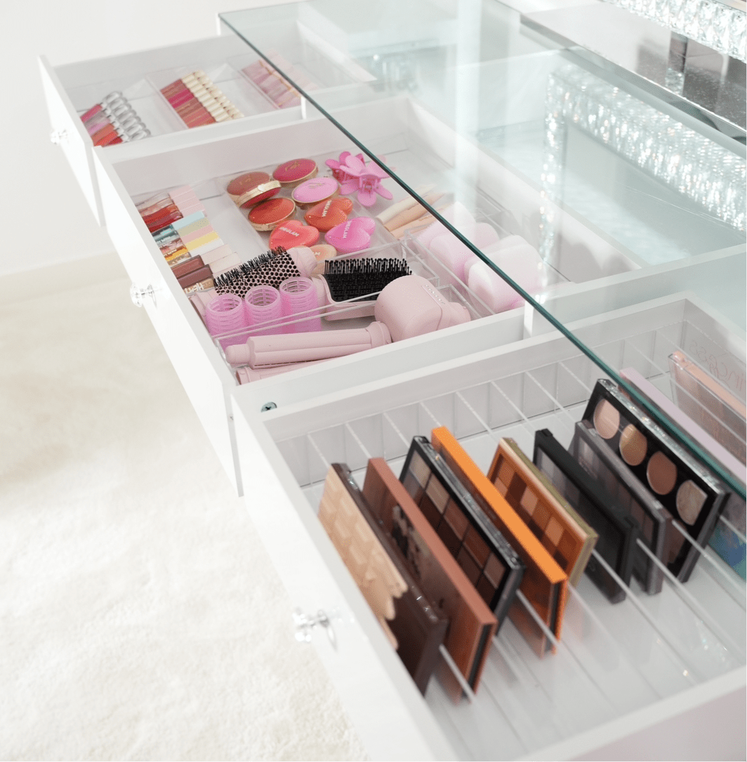Coiffeuse avec Miroir Adapté | Grand Plateau et Rangements